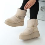 Pikowane botki zimowe z ozdobnym paskiem Jeansowe – Celivra 3