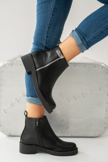 Botki glamour z ozdobnymi detalami Czarne – Aurene 1