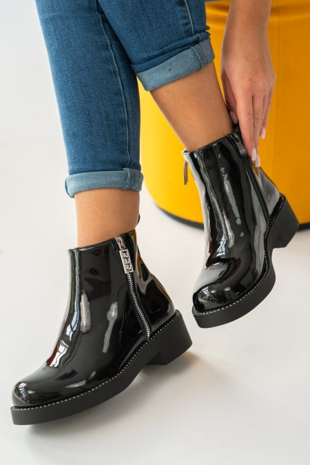 Botki glamour z ozdobnymi detalami Czarne – Melisora 1