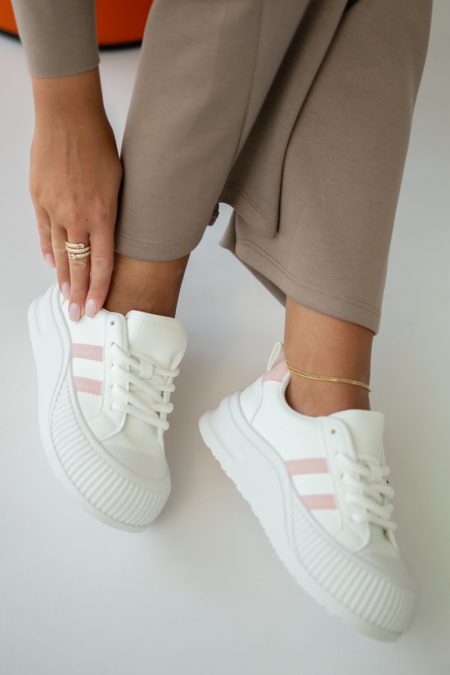 Sportowe sneakersy z grubą podeszwą Białe – Neliora 1