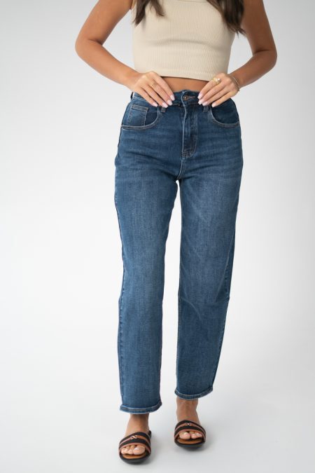 Jeansy damskie z wysokim stanem slim fit – Celivane 1