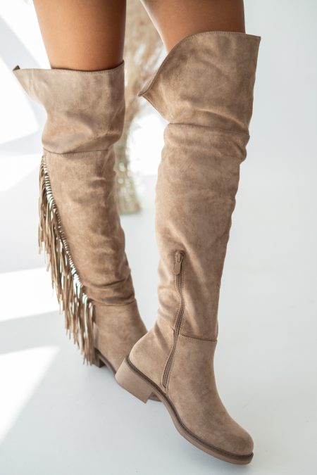 Kozaki za kolano boho z frędzlami Fango – Olvianne 1