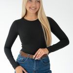 Gładkie body damskie Czarny – Altivra 1