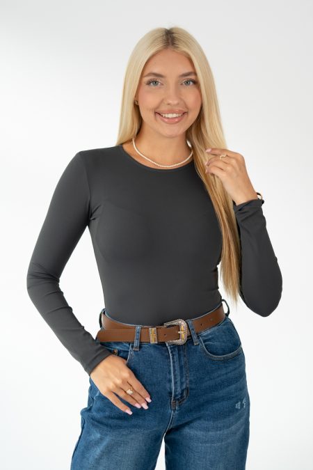 Gładkie body damskie Grafitowy – Altivra 1