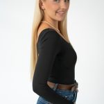 Body gładkie długi rękaw, okrągły dekolt - Czarny 3