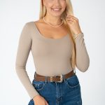 Body gładkie długi rękaw, okrągły dekolt - Fango 1