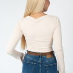 Eleganckie body z długim rękawem Beżowy – Lumivelle 4