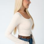 Eleganckie body z długim rękawem Beżowy – Lumivelle 3