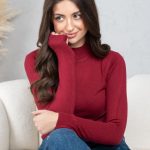 Sweter z półgolfem Bordowy – Halynira 3