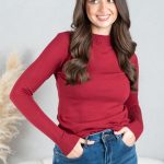 Sweter z półgolfem Bordowy – Halynira 1