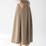 Spódnica midi z paskiem Beżowy – Foldyssa 2