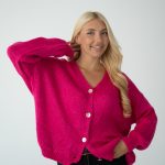 Sweter moherowy rozpinany Fuksjowy – Morenza 2