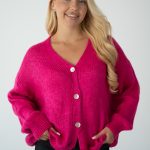 Sweter moherowy rozpinany Fuksjowy – Morenza 1