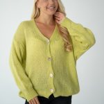Sweter moherowy rozpinany Limonkowy – Morenza 2