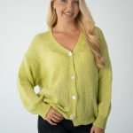 Sweter moherowy rozpinany Limonkowy – Morenza 1