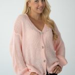Sweter moherowy rozpinany Pudrowy – Morenza 2