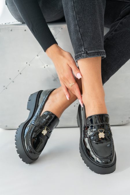 Loafersy damskie eleganckie z misiem Czarne – Cudivra 1