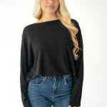 Sweter z wiskozy o klasycznym kroju Czarny – Basivora 2