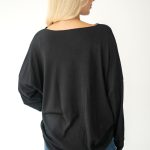 Sweter z wiskozy o klasycznym kroju Czarny – Basivora 4