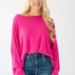 Sweter z wiskozy o klasycznym kroju Różowy – Basivora 2