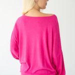 Sweter z wiskozy o klasycznym kroju Różowy – Basivora 4
