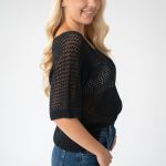 Sweter ażurowy damski Czarny – Florissea 3