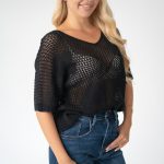 Sweter ażurowy damski Czarny – Florissea 2