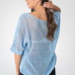 Sweter ażurowy damski Błękitny – Florissea 4