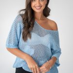 Sweter ażurowy damski Błękitny – Florissea 1
