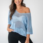 Sweter ażurowy damski Błękitny – Florissea 2