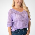 Sweter ażurowy damski Liliowy – Florissea 2