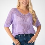 Sweter ażurowy damski Liliowy – Florissea 1