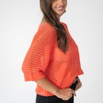 Sweter ażurowy damski Pomarańczowy – Florissea 2