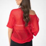 Sweter ażurowy damski Czerwony – Florissea 4