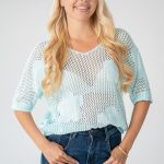 Sweter ażurowy damski Mięta – Florissea 1