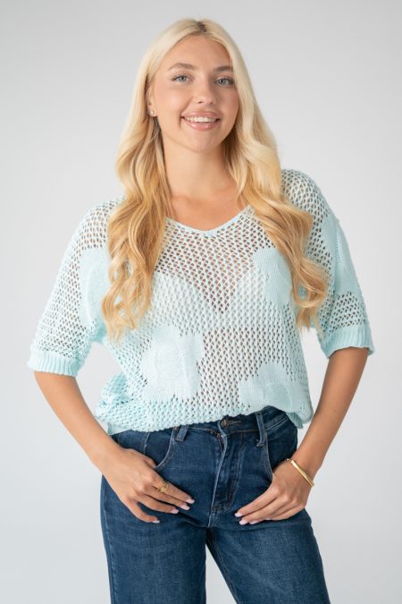 Sweter ażurowy damski Mięta – Florissea 1