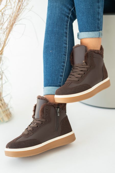 Buty zimowe damskie z futerkiem Czekoladowe – Orlyssa 1