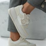 Sneakersy z ozdobną aplikacją na wysokiej platformie Beżowe – Palirra 2