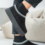 Śniegowce z elastyczną cholewką na platformie Czarne – Tarissa 1
