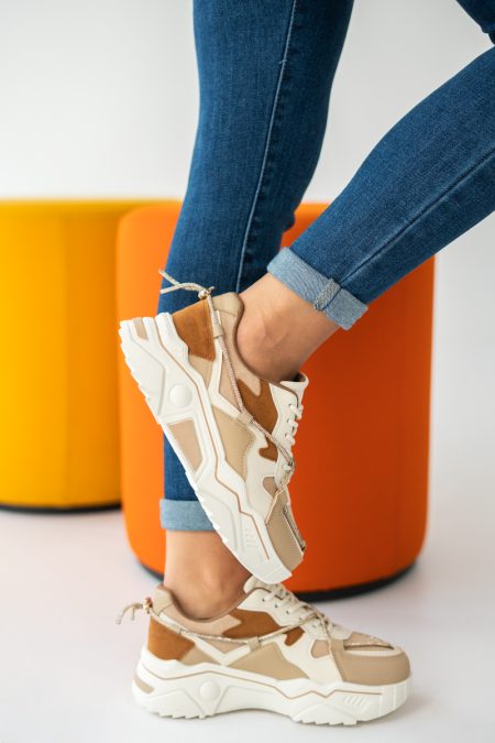 Sneakersy fashion damskie Camelowe – Gravissa 1