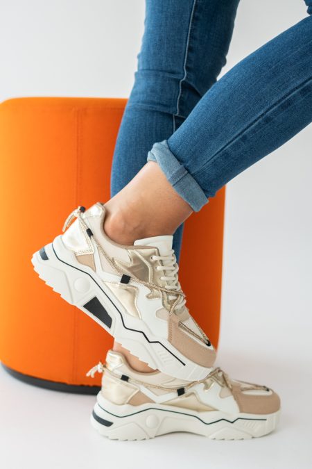 Modne sneakersy damskie Złoty camel – Carmira 1