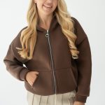 Rozpinana bluza z kapturem basic Czekoladowy – Lynorra 2