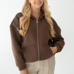 Rozpinana bluza z kapturem basic Czekoladowy – Lynorra 1