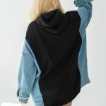 Bluza z kapturem z jeansowymi rękawami Czarny – Velirra 4