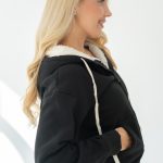 Bluza damska rozpinana ocieplana futerkiem Czarny – Furavelle 3
