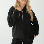 Rozpinana bluza z kapturem basic Czarny – Lynorra 1