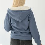 Bluza damska rozpinana ocieplana futerkiem Niebieski – Furavelle 4