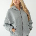 Rozpinana bluza z kapturem basic Szary – Lynorra 2