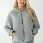 Rozpinana bluza z kapturem basic Szary – Lynorra 1