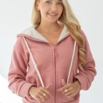 Bluza damska rozpinana ocieplana futerkiem Różowy – Furavelle 1